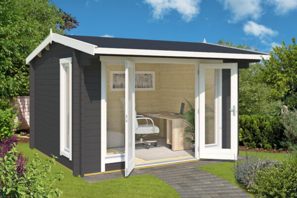 Jubilee 44 log cabin (dark grey) - garden office